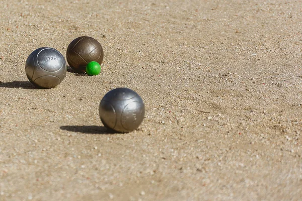 Petanque Bolas Pista Jogo Enquanto Jogo Jogado — Fotografia de Stock