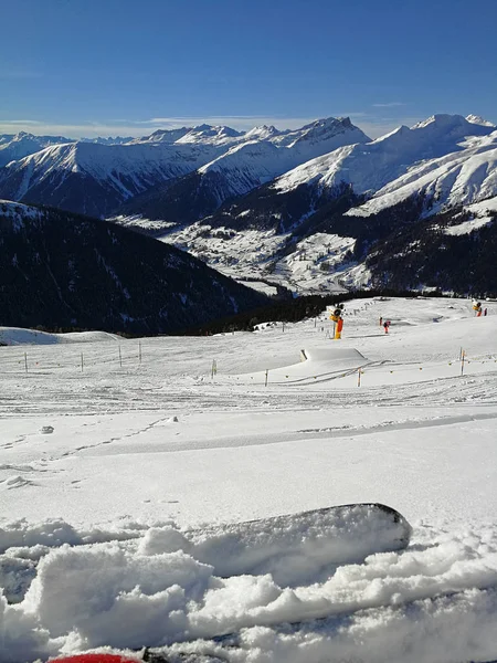 Sjezdovky Zasněžené Hory Davos Švýcarsko — Stock fotografie