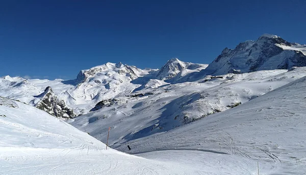 Piste Sci Zermatt Nel Cantone Wallis Svizzera — Foto Stock