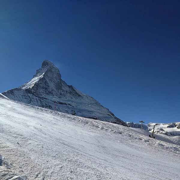 Schneebedecktes Matterhorn Den Schweizer Alpen Bei Zermatt Kanton Wallis — Stockfoto