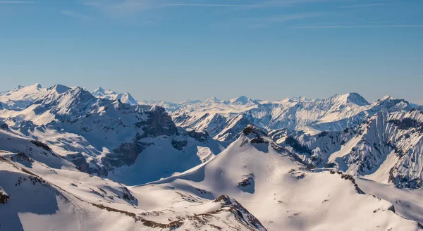 Montanhas Cobertas Neve Suíça Recolhido Região Jungfrau Murren Suíça — Fotografia de Stock