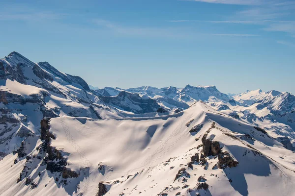 Montanhas Cobertas Neve Suíça Recolhido Região Jungfrau Murren Suíça — Fotografia de Stock