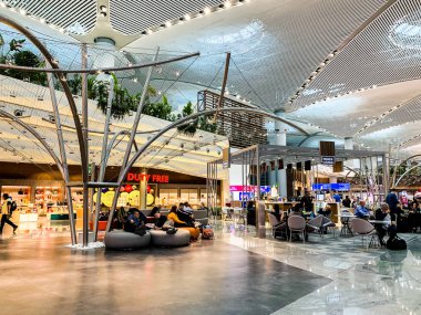 Atatürk Uluslararası Havalimanı'nın yeni açılan ve yerini alan Yeni Havalimanı'nın (Ist) iç tasarımı. İstanbul/ Türkiye - Nisan 2019.