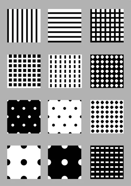 Conjunto Patrón Vector Sin Costura Blanco Negro — Archivo Imágenes Vectoriales