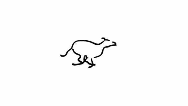 Lopende Greyhound Naadloze Loops Cartoon Animatie — Stockvideo