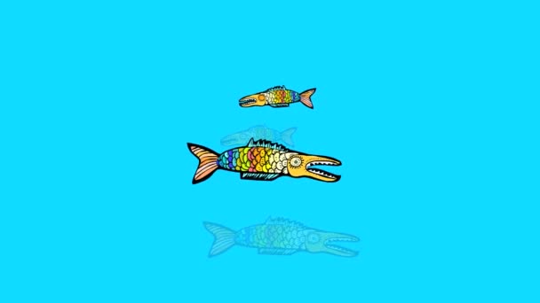 Yüzme Balık Sorunsuz Döngü Animasyon — Stok video