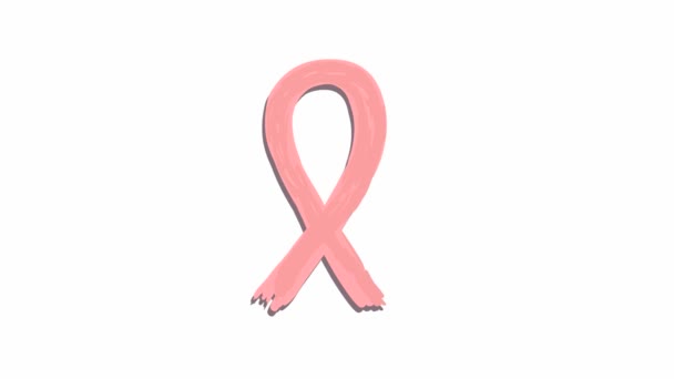 Breast Cancer Ribbon Isolated Background — Stock Video