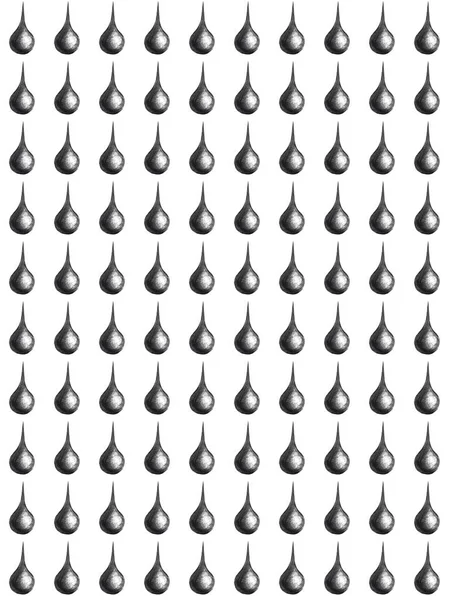 Monochromatyczne Krople Bezszwowe Ręcznie Rysowany Wzór — Zdjęcie stockowe
