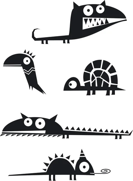 Funny Vector Animal Silhouettes — Stock Vector