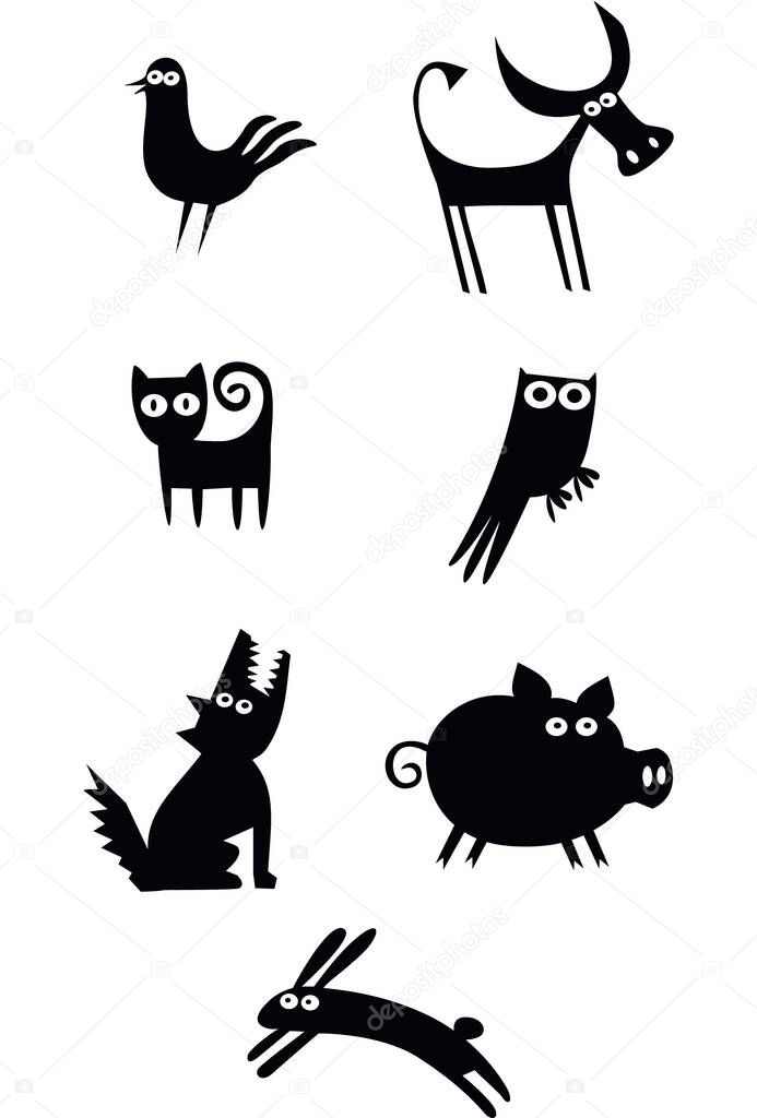 Funny Vector Animal Silhouettes