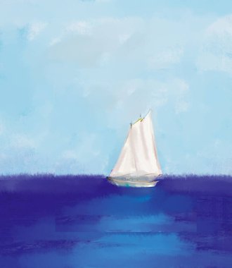 Denizde yelkenli teknesi