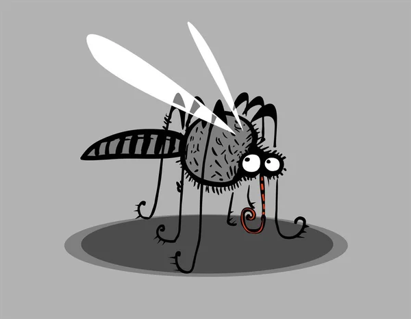 Engraçado Mosquito Mão Desenhado Desenho Animado Ilustração — Fotografia de Stock