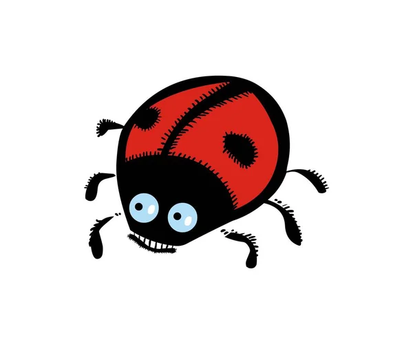 Divertente Coccinella Cartone Animato Illustrazione — Foto Stock