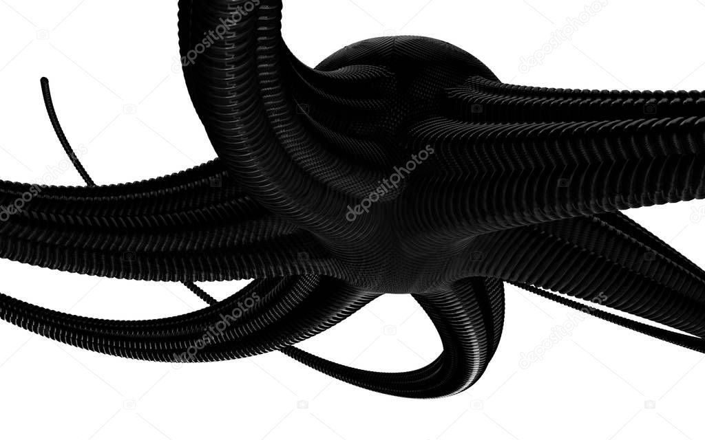 abstract 3d black octopus 