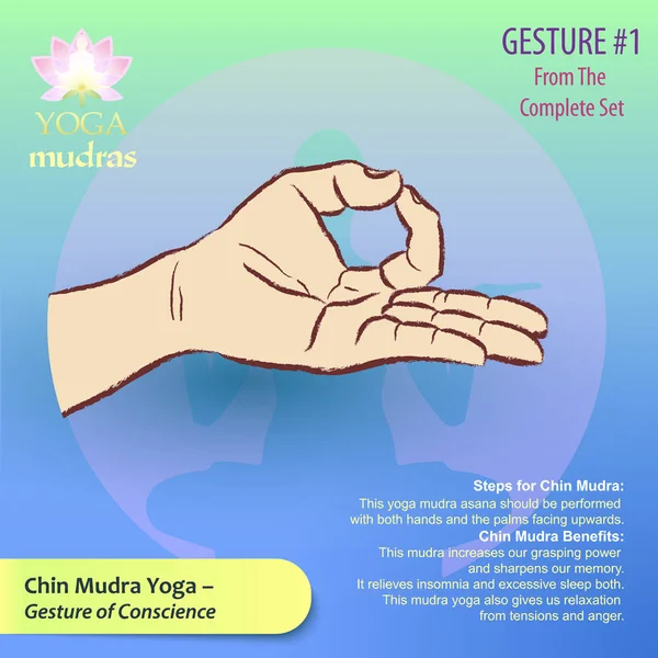 01 Yoga-Mudras Gesten — Stockvektor