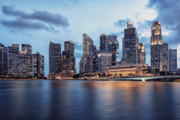 Veduta Della Baia Marina Tramonto Singapore Singapore — Foto Stock