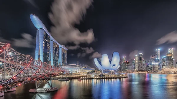 Vista Marina Bay Por Noche Singapore City Singapur — Foto de Stock