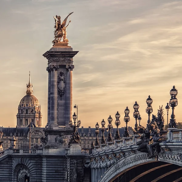 Most Alexandre Iii Hotel Des Invalides Paříži — Stock fotografie