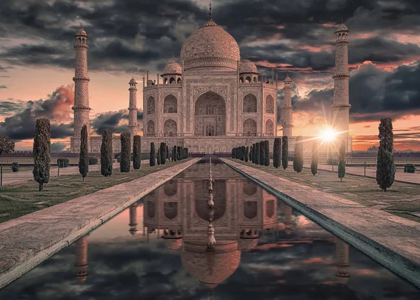 Taj Mahal Sunrise Světlo Agra Indie — Stock fotografie