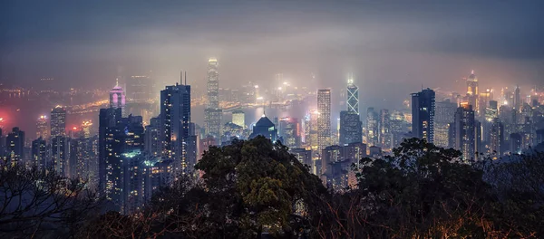 Paisaje Urbano Hong Kong Visto Desde Pico Victoria — Foto de Stock