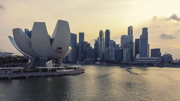 Veduta Della Baia Marina Tramonto Singapore Singapore — Foto Stock