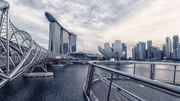 Veduta Della Baia Marina Tramonto Singapore Singapore — Foto Stock