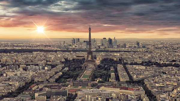 Panorama Paris Pôr Sol — Fotografia de Stock