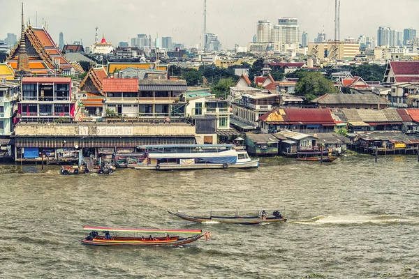 November 2014 Bangkok Thailand Riverside Old Town Viewed Wat Arun — Stock Photo, Image