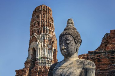 Buddha statue in Wat Mahathat, Ayutthaya, Thailand clipart