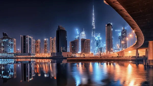 Dubai Cidade Por Noite — Fotografia de Stock