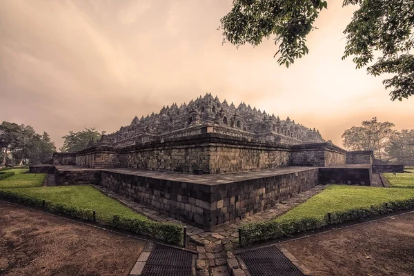 Borobudur Tapınağı Java Sabahın Erken Saatlerinde — Stok fotoğraf