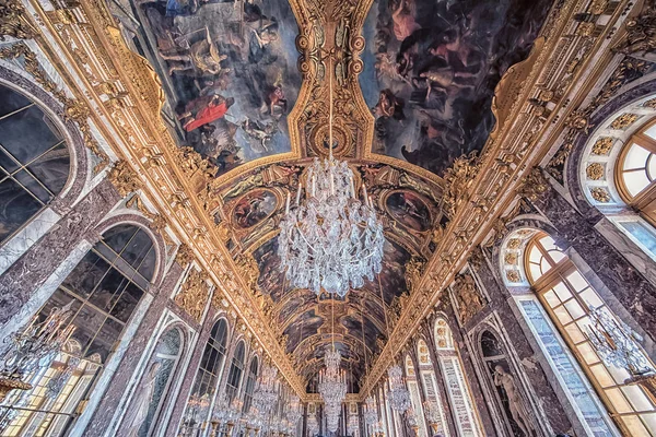 Hall Mirrors Tavan Versailles Sarayı Paris Fransa — Stok fotoğraf