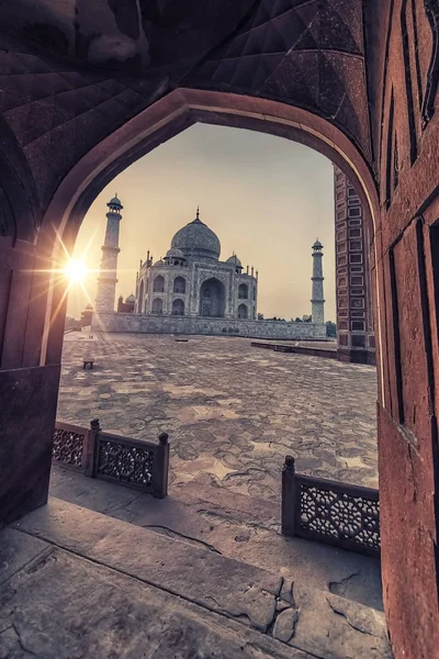 Taj Mahal Sonnenaufgangslicht Agra Indien — Stockfoto