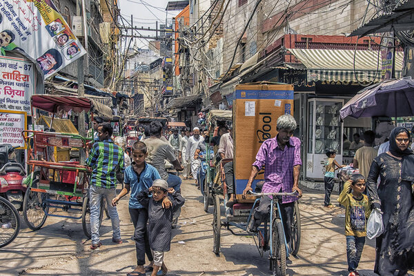 Busy street in old Delhi, India