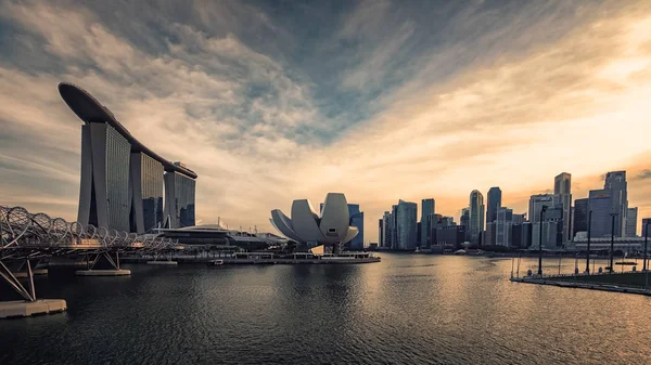 Veduta Della Baia Marina Tramonto Singapore Singapore — Foto Stock