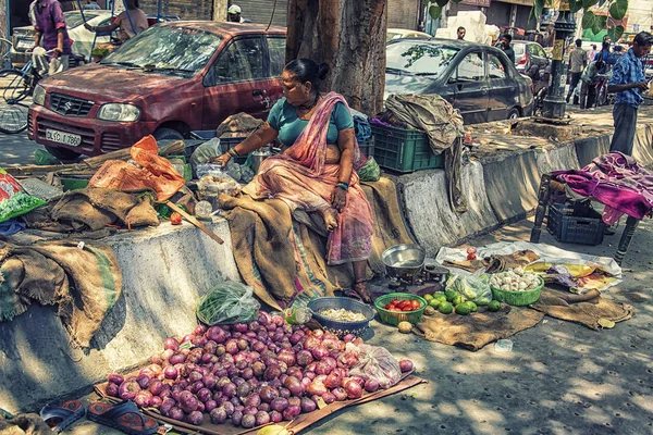 Mai 2018 Old Delhi Inde Lady Saling Vegetable Old Delhi — Photo