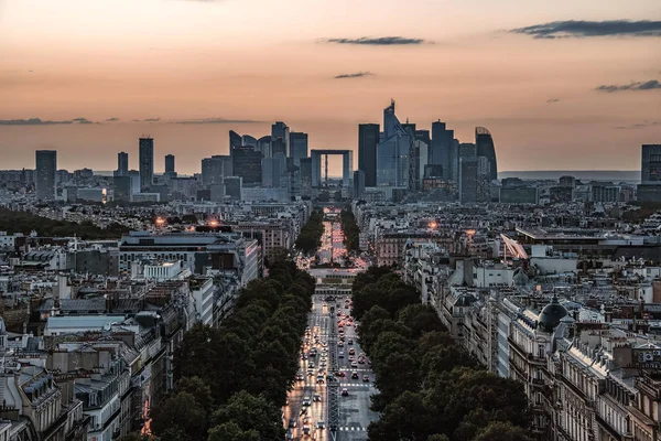 Distrito Defense Visto Arco Triunfo Paris — Fotografia de Stock