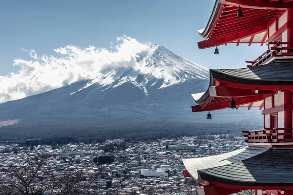 Διάσημη Place Της Ιαπωνίας Chureito Παγόδα Και Φούτζι Στην Διάρκεια — Φωτογραφία Αρχείου