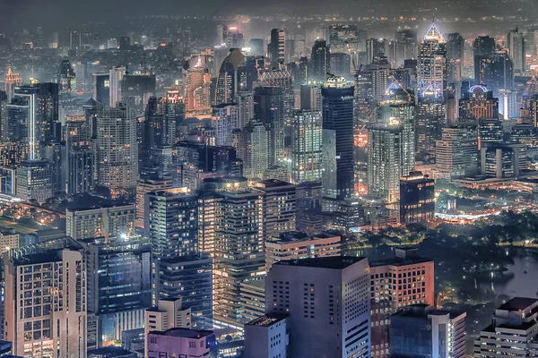 Bangkok Vista Aérea Ciudad Por Noche Tailandia — Foto de Stock