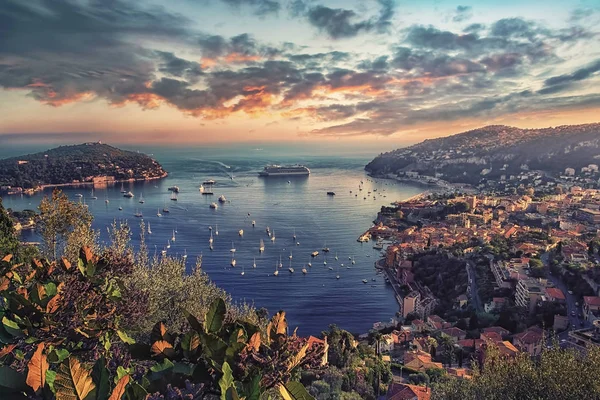 Costa Della Costa Azzurra Con Piccolo Villaggio Villefranche Sur Mer — Foto Stock