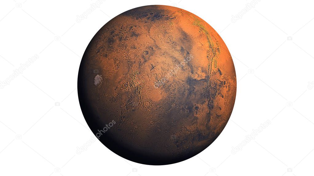 Mars Planet isolated in white, Elements of this image furnished by NASA
