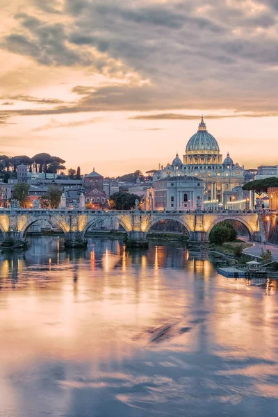 The city of Rome at sunset with the view on the Vatican