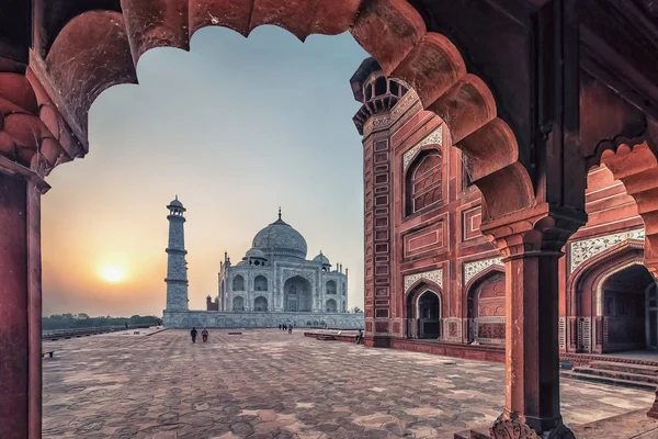 Taj Mahal Sonnenaufgangslicht Agra Indien — Stockfoto