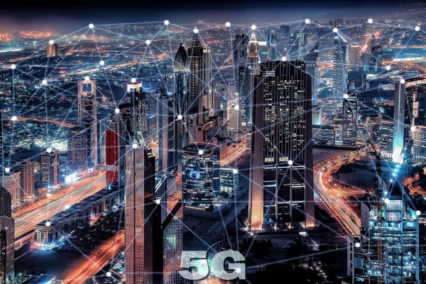 Cidade Conectada Tecnologia — Fotografia de Stock