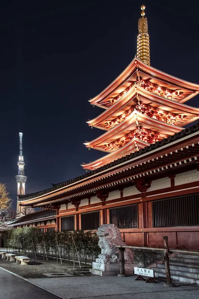 Senso Pagoda Temple Evening Tokyo Japan — Stock Photo, Image