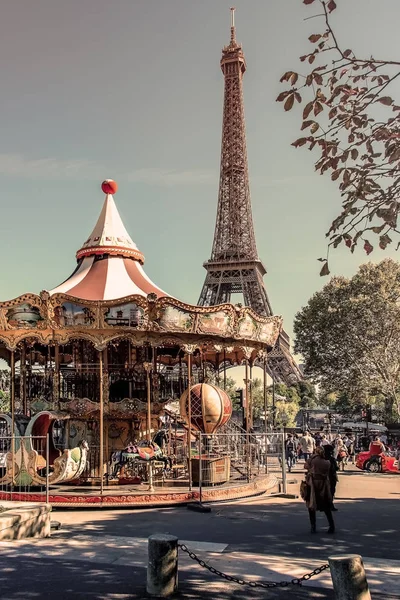 Carrossel Torre Eiffel Paris — Fotografia de Stock