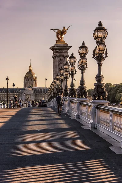 Ponte Alexandre Iii Paris Pôr Sol — Fotografia de Stock
