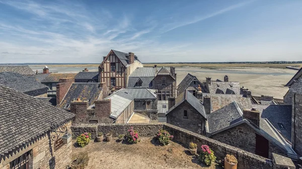 Mont Saint Michel Köyü Fransa Nın Normandiya Kentindeki Unesco Nun — Stok fotoğraf