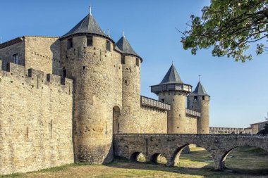 View of the medieval old town of Carcassonne in France clipart