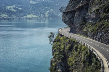Road built on the cliff in Switzerland